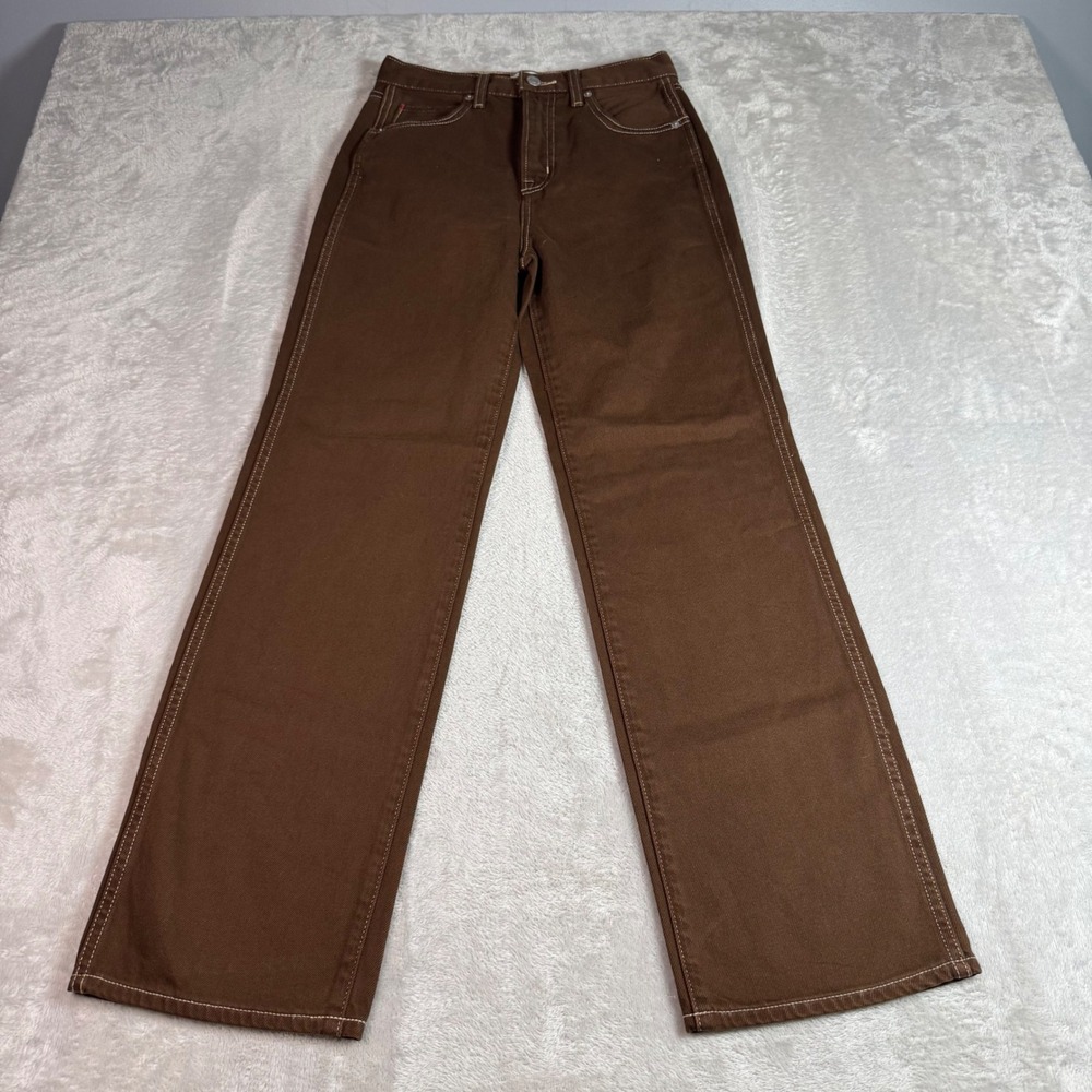 Sunday Best Aritzia Brown Contrast Stitch Pants Womens 0 High Waisted